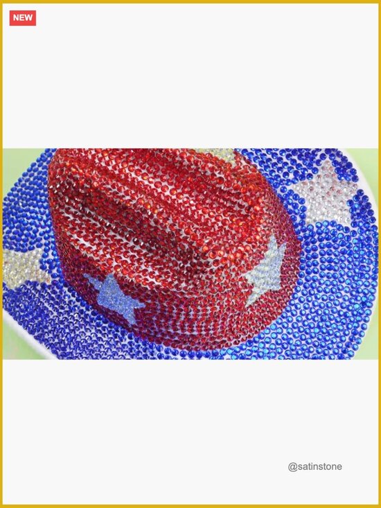 Rhinestone Cowboy Hat Patriotic Independence Day Felt Hat Western Headwear main image 7